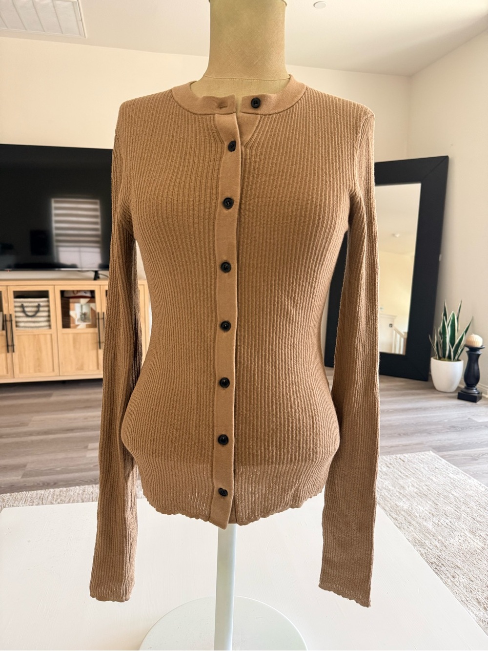 A.L.C. The Fisher Cardigan lightweight luxury Ribbed button up